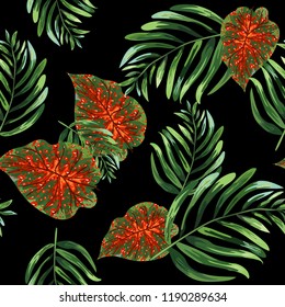 Fondo sin fisuras con hojas tropicales