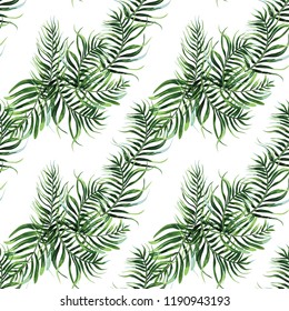 Seamless background with tropical leaves