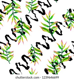 Seamless background with tropical leaves