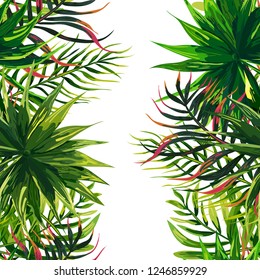 Seamless background with tropical leaves
