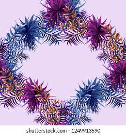Seamless background with tropical leaves