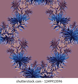 Seamless background with tropical leaves