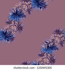 Seamless background with tropical leaves