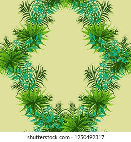 Seamless background with tropical leaves