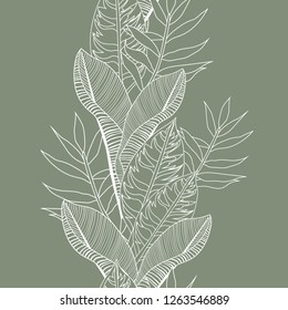 Seamless background with tropical leaves