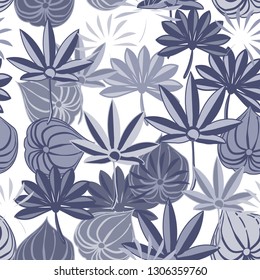 Seamless background with tropical leaves