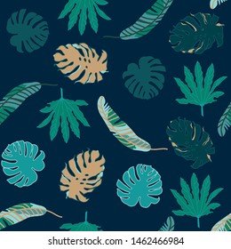 seamless background with tropical leaves