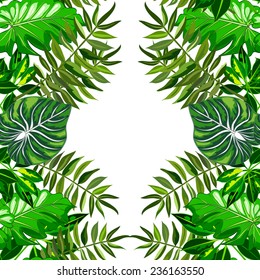 Seamless background with tropical tropical leaves 