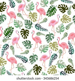 Seamless background tropical leaves