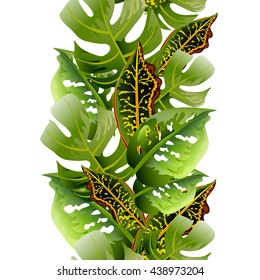 Seamless background with tropical leaves