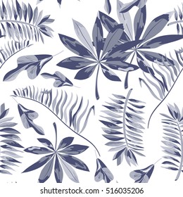 Seamless background with tropical leaves