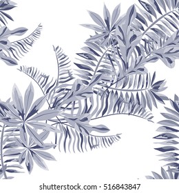 Seamless background with tropical leaves