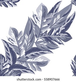 Seamless background with tropical leaves
