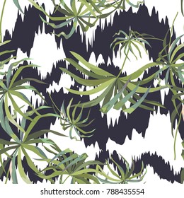seamless background with tropical leaves
