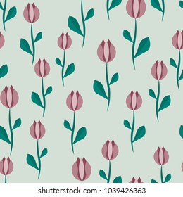 Seamless background with tulips.