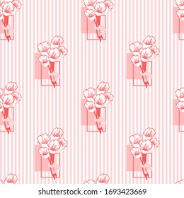 Seamless background with tulips. Modern abstract design for paper, cover, fabric and other users. Vector illustration.