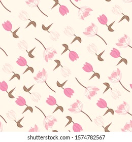 seamless background with tulips, vector design