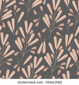 Seamless background from twigs and berries of barberry. Pattern.