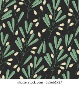 Seamless background from twigs and berries of barberry. Pattern.