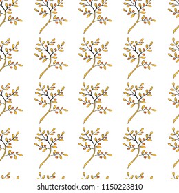 Seamless background from twigs of berries. Individual elements are located on a white background.