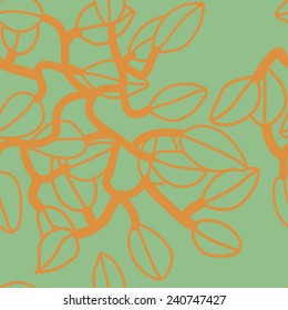 Seamless background with twigs and leaves