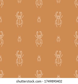 Seamless background two bug gender neutral baby pattern. Simple whimsical minimal earthy 2 tone color. Kids nursery wallpaper or boho woodland nature fashion all over print.