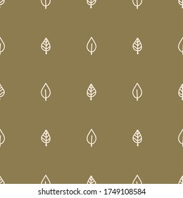 Seamless background two leaf gender neutral baby pattern. Simple whimsical minimal earthy 2 tone color. Kids nursery wallpaper or boho woodland nature fashion all over print.