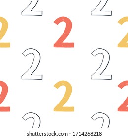Seamless background with two number signs. School graphic vector pattern.