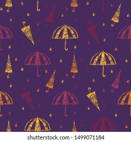 Seamless background of umbrellas. Autumn pattern. Vector accessories