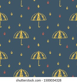Seamless background of umbrellas. Autumn pattern. Vector accessories