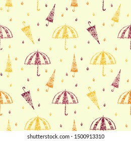 Seamless background of umbrellas. Autumn pattern. Vector accessories