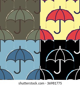 Seamless background. Umbrellas rain drops