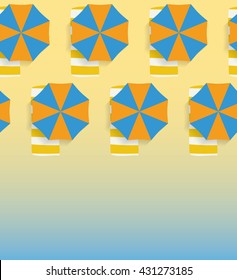 Seamless background with umbrellas and sandy beach