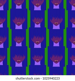 Seamless background with an unnatural girl with a long bang.