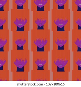 Seamless background with an unnatural girl with a long bang.