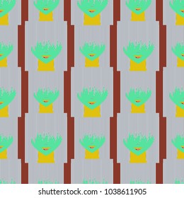 Seamless background with an unnatural girl with a long bang.