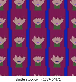 Seamless background with an unnatural girl with a long bang.