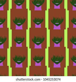 Seamless background with an unnatural girl with a long bang.
