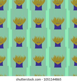Seamless background with an unnatural girl with a long bang.