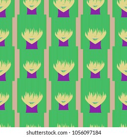 Seamless background with an unnatural girl with a long bang.