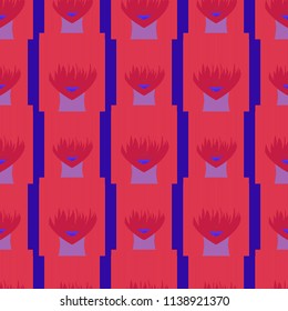 Seamless background with an unnatural girl with a long bang.