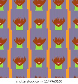 Seamless background with an unnatural girl with a long bang.