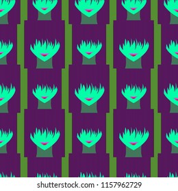 Seamless background with an unnatural girl with a long bang.