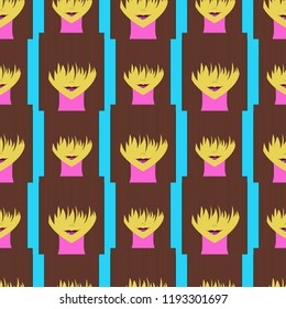 Seamless background with an unnatural girl with a long bang.