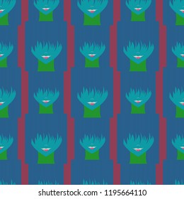 Seamless background with an unnatural girl with a long bang.