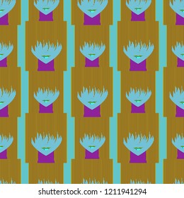 Seamless background with an unnatural girl with a long bang.