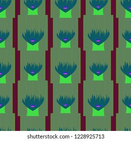 Seamless background with an unnatural girl with a long bang.