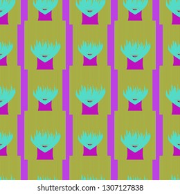 Seamless background with an unnatural girl with a long bang.