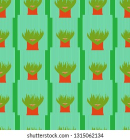 Seamless background with an unnatural girl with a long bang.