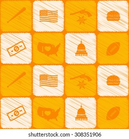 Seamless background with usa icons for your design